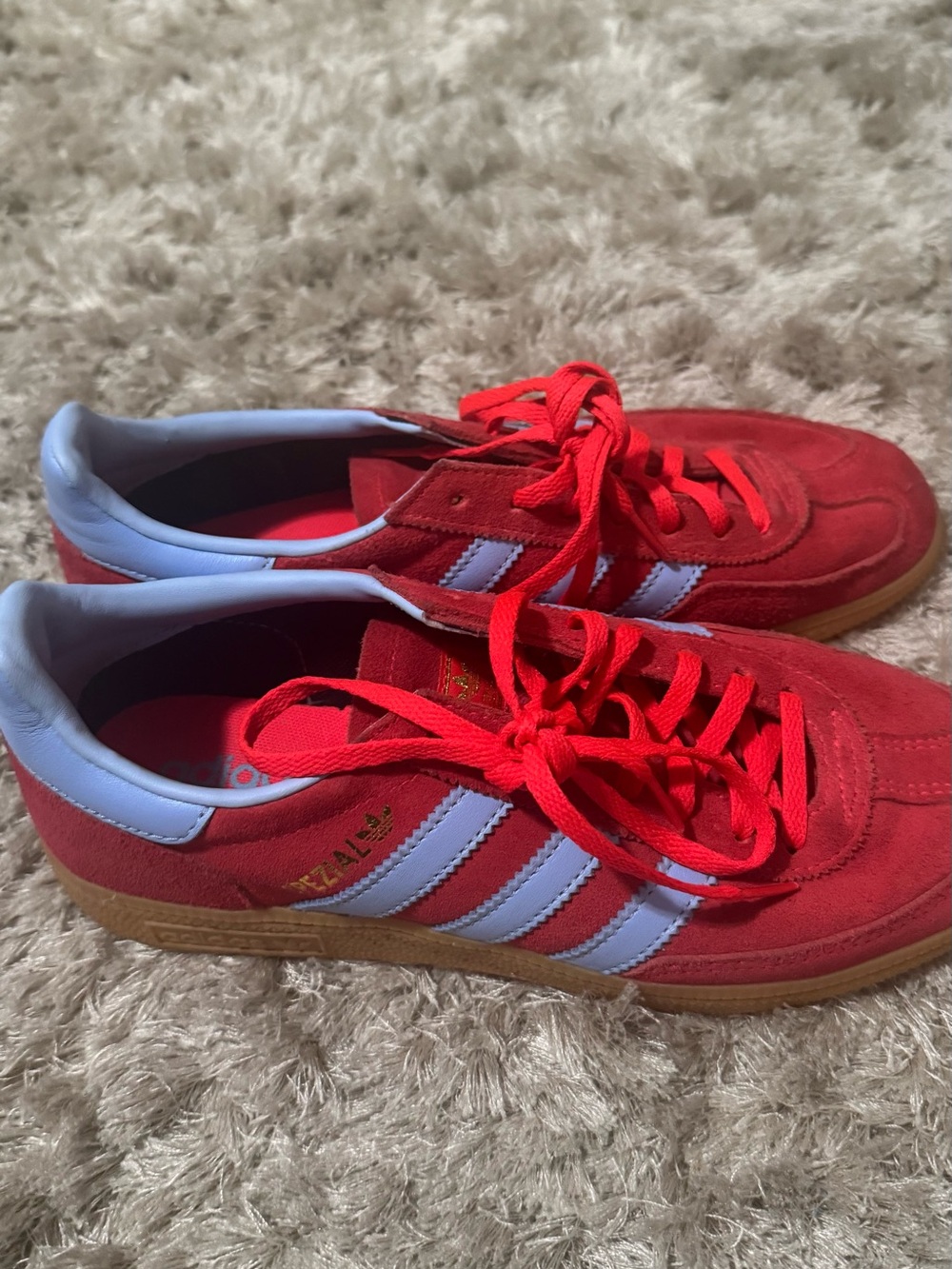 adidas womens Red speziel Sneakers with White Stripes